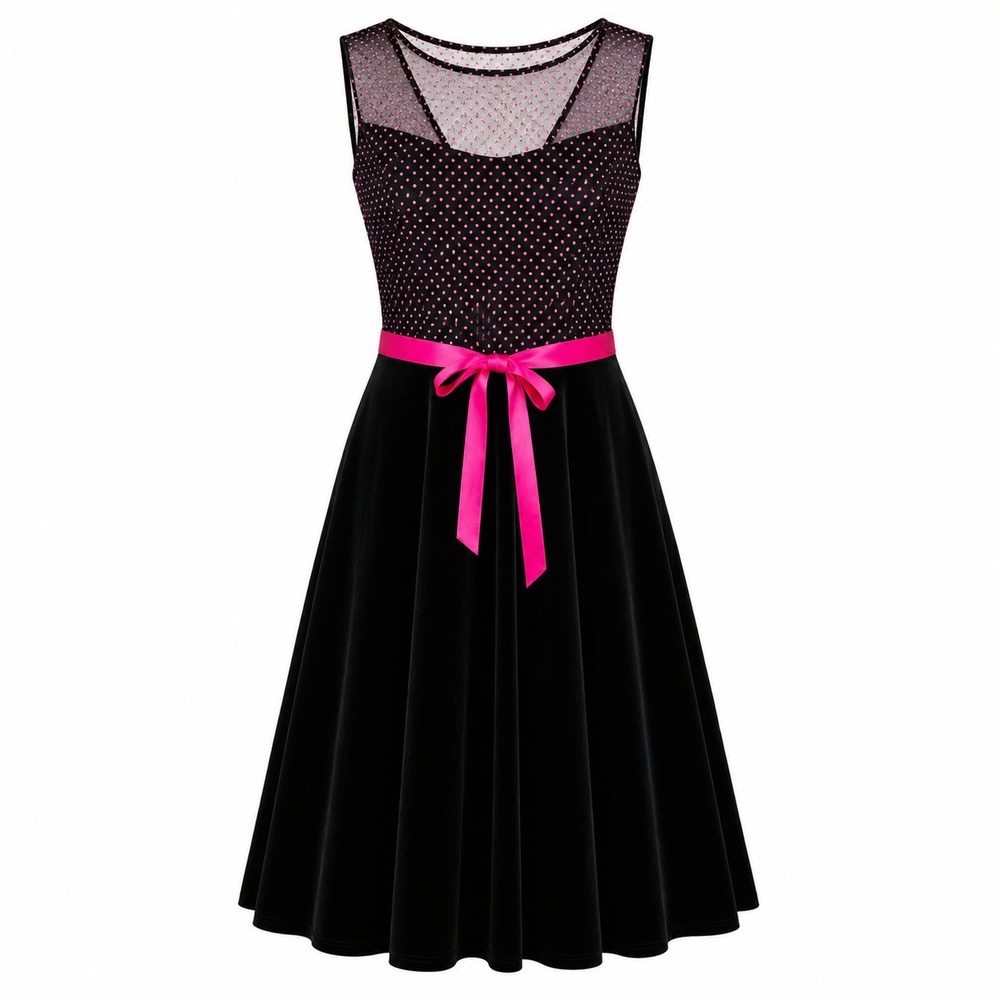 JR Nites Whimsygoth Polka Dot Velvet Midi Dress Women Size 10 Coquette Party
